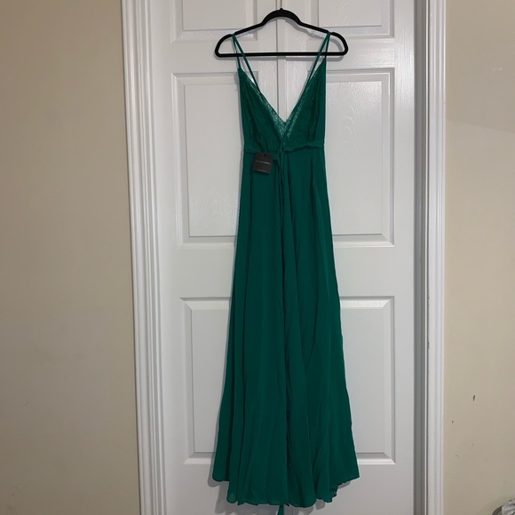 NWT JLUXLABEL Kelly Green Chiffon + Lace Maxi Dres - Picture 6 of 15